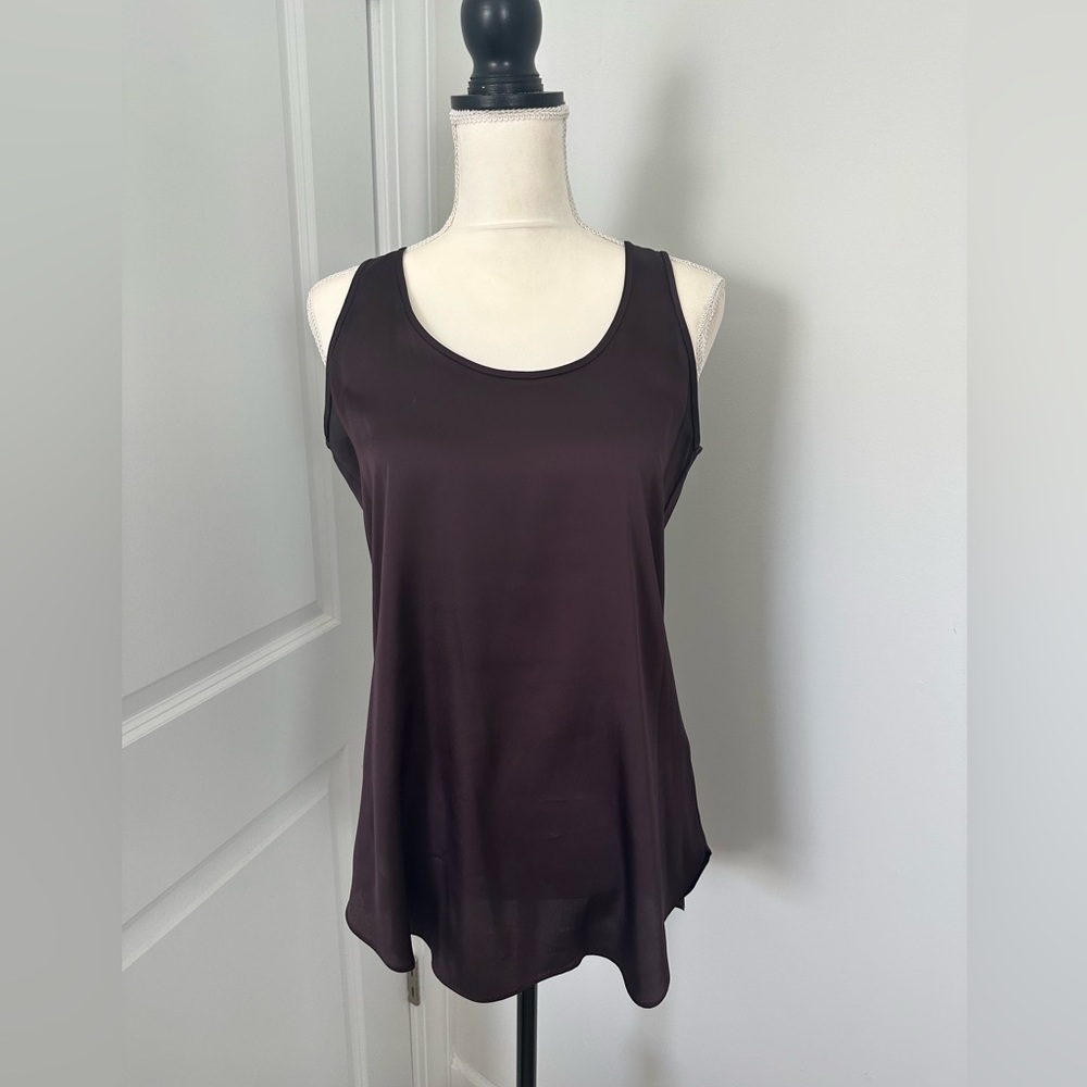 Loft wine color button back top